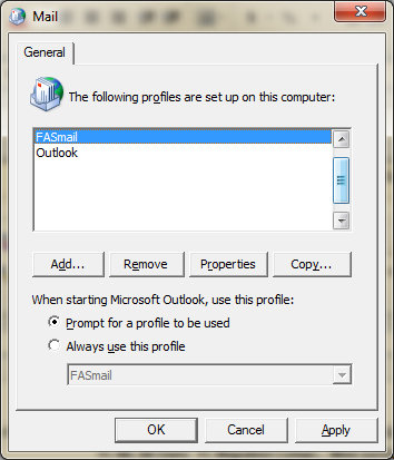 how to remove outlook profile from windows 10