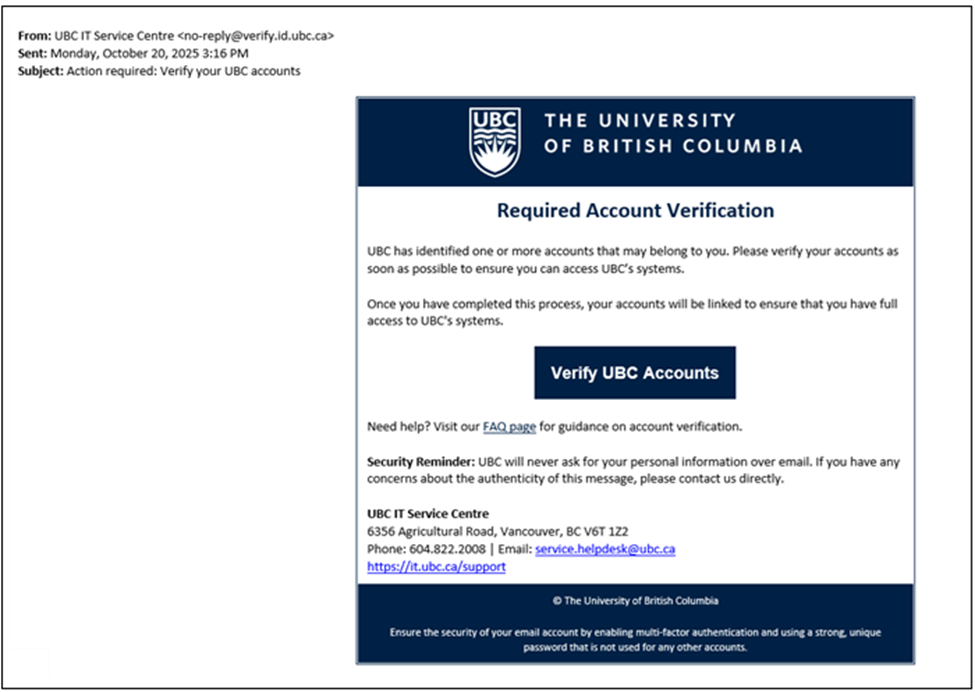 UBC account verification UI screenshot