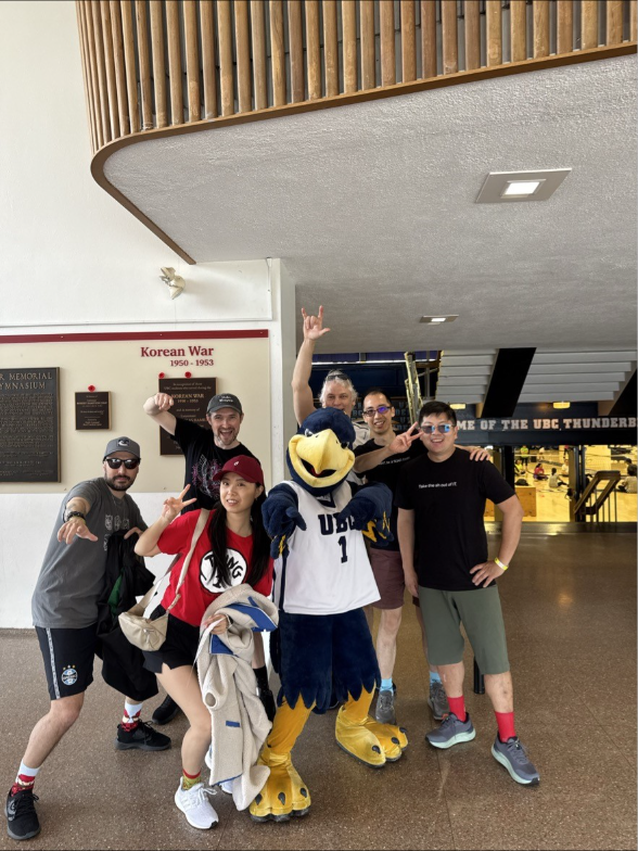 team photo with UBC thunderbird