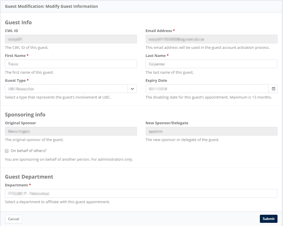 Program Copy Guest Sample How to Sponsor a Guest | UBC IT