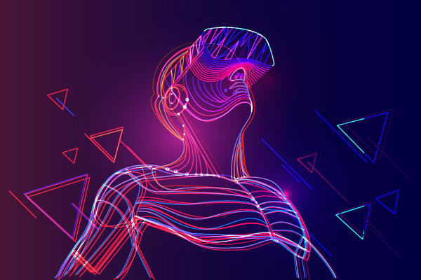 person wearing virtual reality glasses