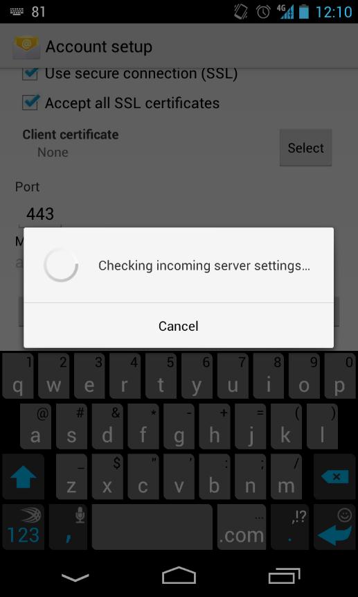 android email checking incoming server settings