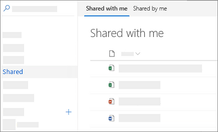 Screenshot of the Shared with me view in OneDrive for Business on the web
