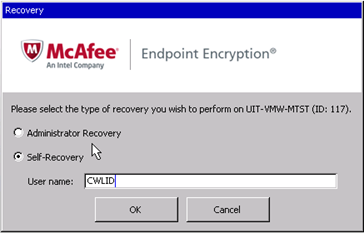 mcafee password endpoint reset ubc encryption enter answer question then ca next
